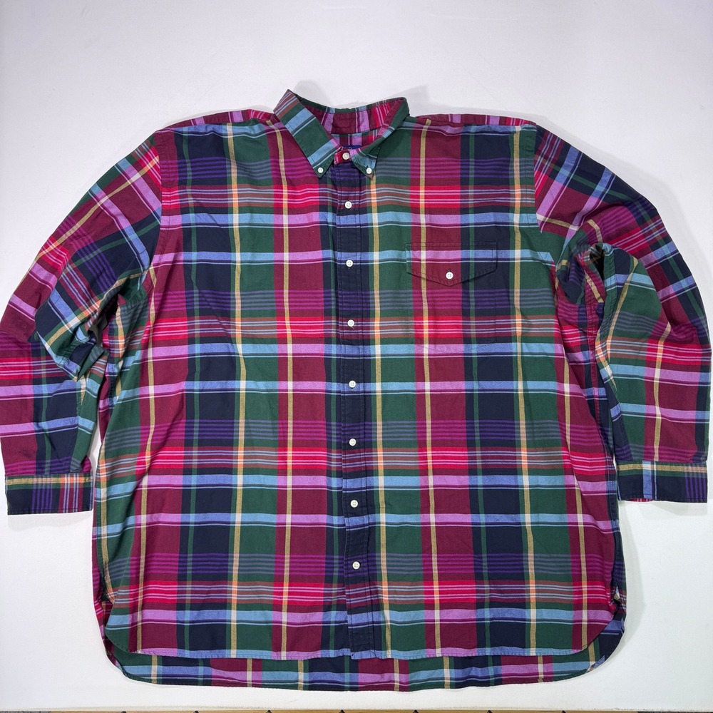 Polo Ralph Lauren Mens 4XB Plaid Button Down Shirt Multi Color Modern Pocket
